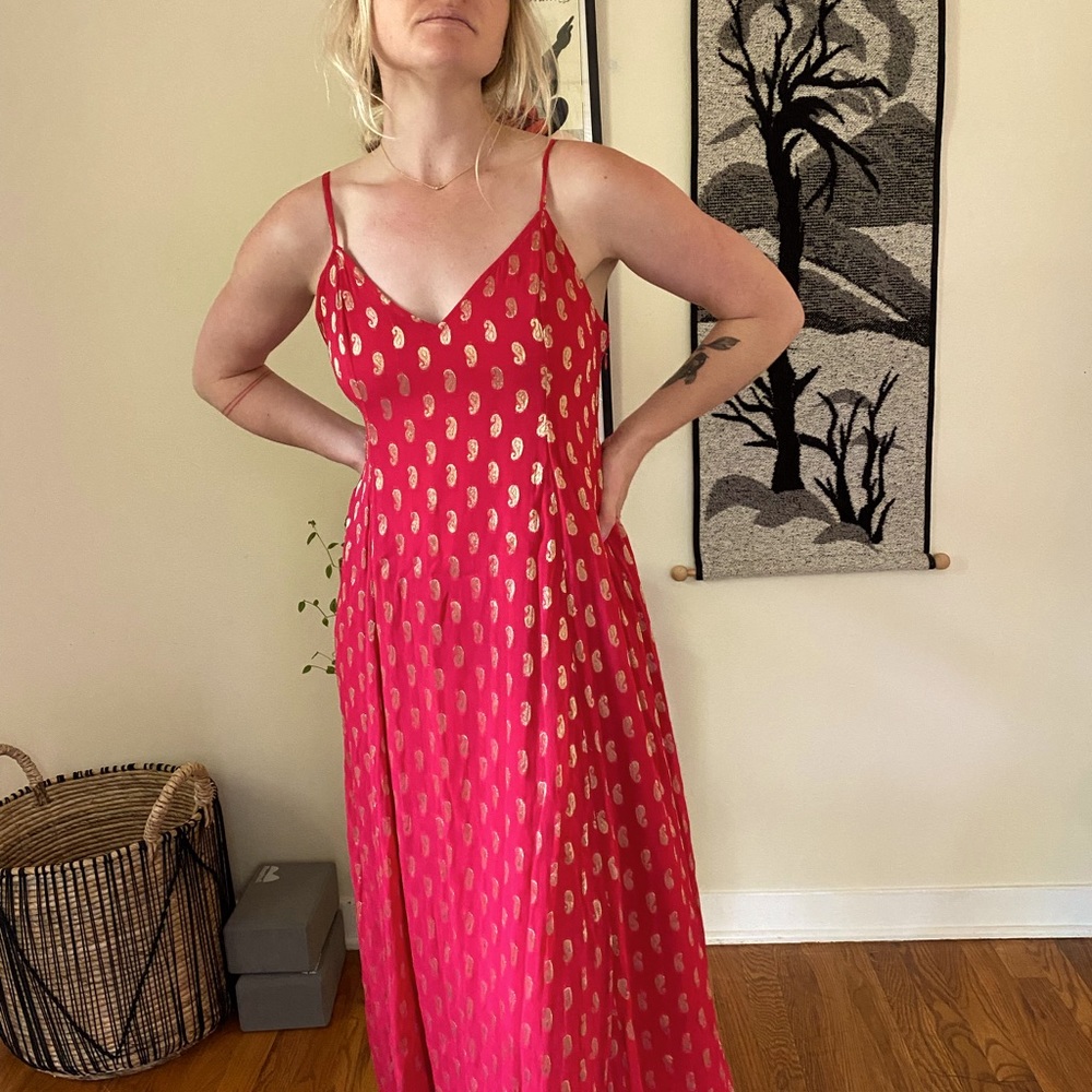 Maxi Red and Gold Indian Inspired Dress
